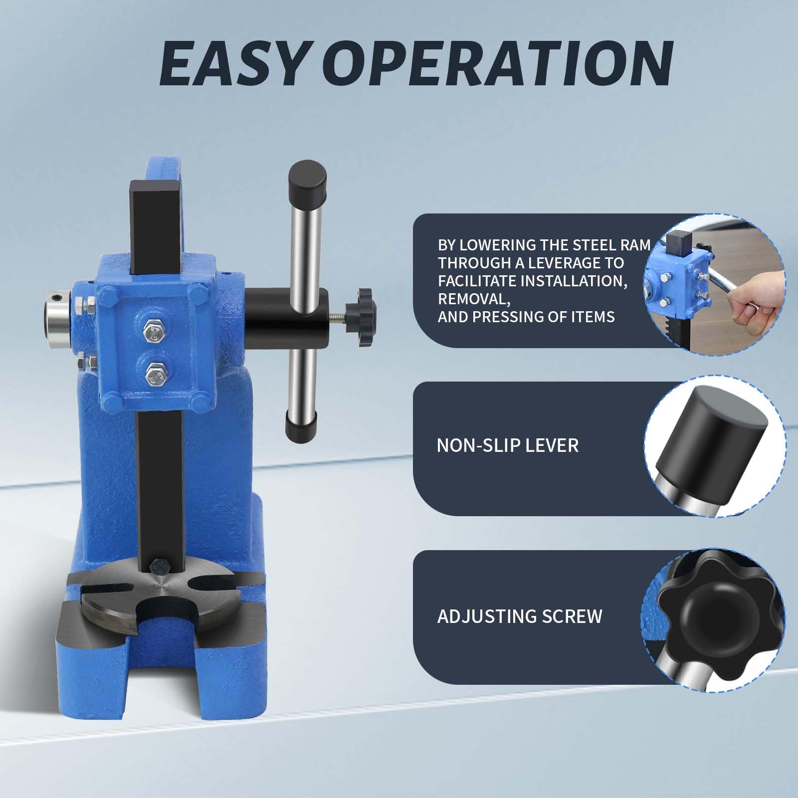 0.5 Ton Manual Arbor Press - Heavy Duty Cast Iron Desktop Punch Press Machine for Riveting, Punching Holes & Metalworking | Perfect for Jewelry Making, Leather Craft & DIY Metal Projects