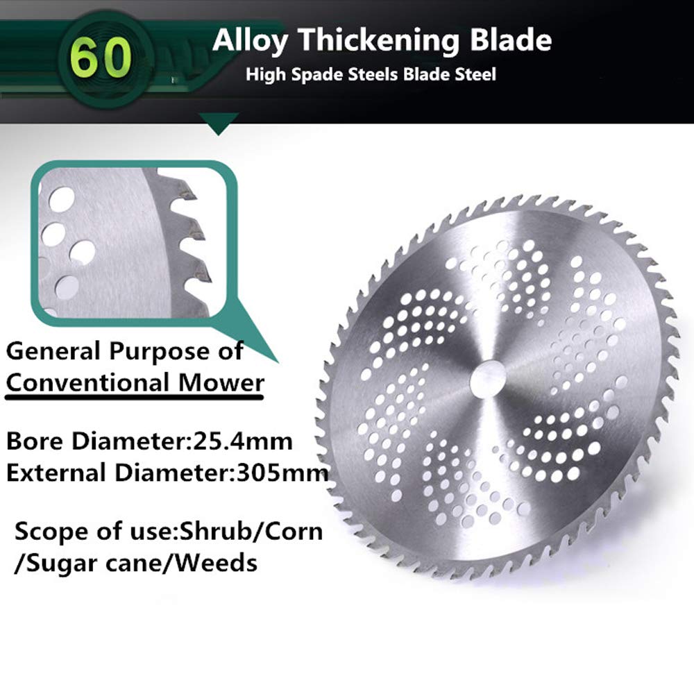 60-Tooth Manganese Steel Lawn Mower Blade - Heavy Duty Replacement Circular Cutter for Grass, Brush & Trees | Compatible with Most Riding & Push Mowers | Perfect for Yard Maintenance, Landscaping & Professional Use