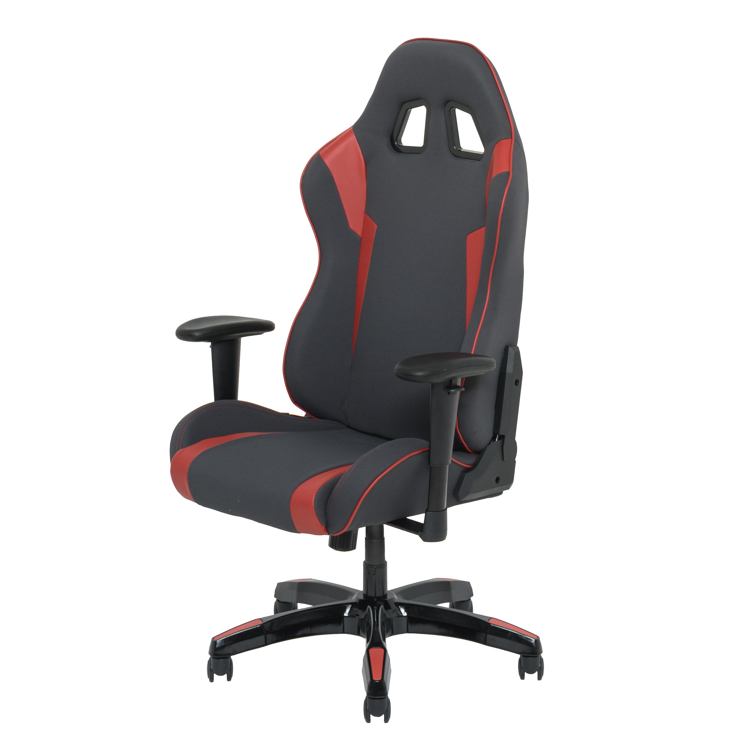 CorLiving Racing Gaming Chair - Ergonomic Office & PC Gaming Chair with Adjustable Height, Lumbar Support, Grey and Red - Perfect for Esports, Streaming & Home Office Setup