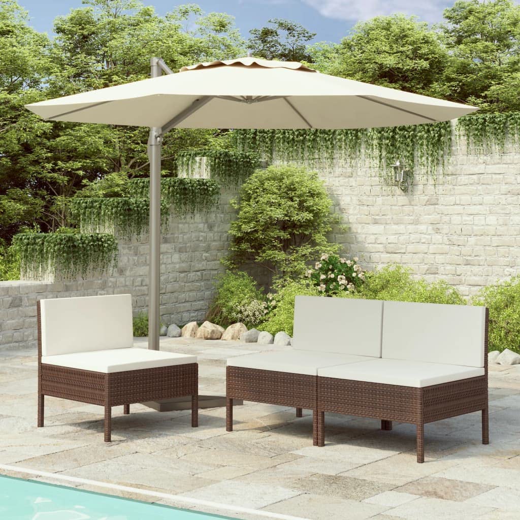GOTOTOP 3-Piece Outdoor Patio Dining Set - Brown Poly Rattan Garden Chairs with Cushions for Balcony, Deck, Poolside | Perfect for Backyard BBQs, Summer Relaxation & Outdoor Entertaining