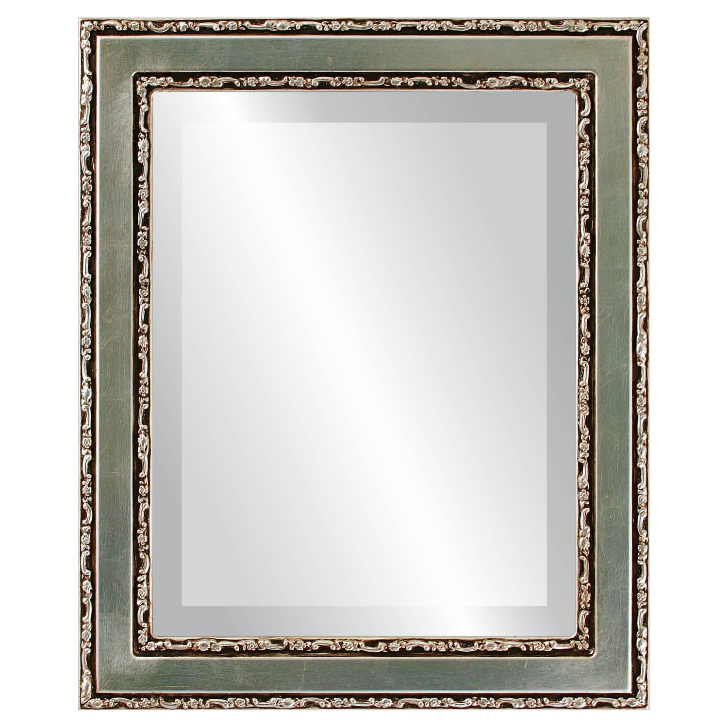 Monticello Style Silver Leaf Rectangle Beveled Wall Mirror - 16x20 Inch Antique Brown Frame for Living Room, Bedroom & Entryway Decor | Vintage Home Accent Mirror