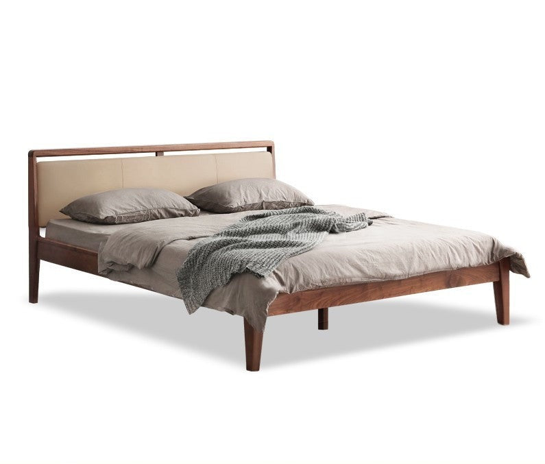 Premium Black Walnut Solid Wood Bed Frame - Queen Size, Natural Wood Grain, Sturdy & Durable - Perfect for Master Bedroom, Guest Room & Modern Farmhouse Decor