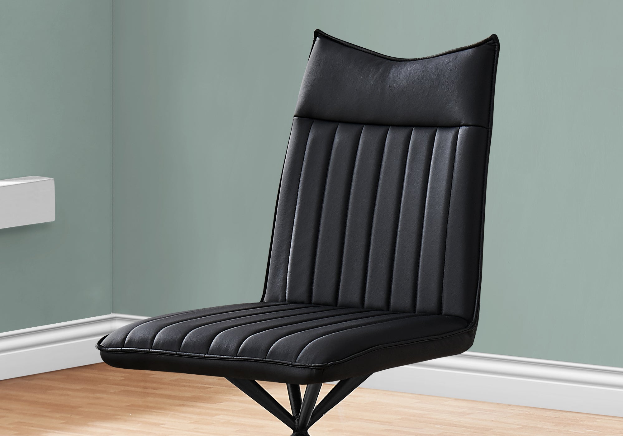 Modern Black PU Leather Dining Chairs Set of 2 - Comfortable Faux Leather Kitchen Chairs with Metal Legs for Dining Room, Kitchen, Breakfast Nook & Small Spaces