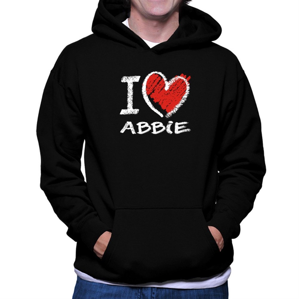 Teeburon I Love Abbie Chalk Style Hoodie - Soft Unisex Pullover Sweatshirt for Couples, Family & Friends | Perfect Gift for Valentine's Day, Anniversary & Casual Wear