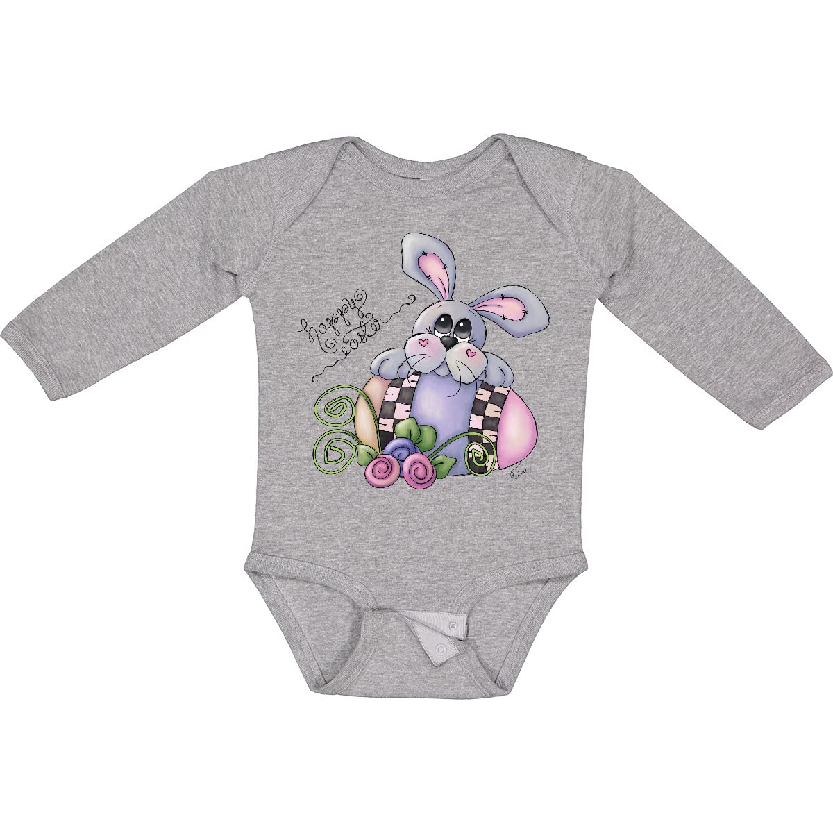 Inktastic Happy Easter Bunny Rabbit Long Sleeve Baby Bodysuit - Cute Easter Outfit for Newborns & Infants - Perfect for Easter Photos, Family Gatherings & Spring Celebrations