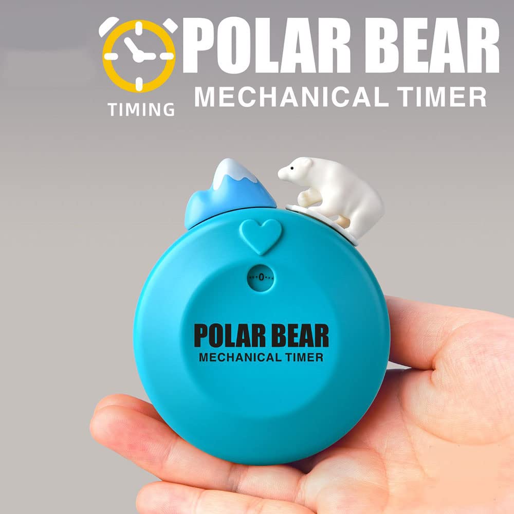 Cartoon Bear Shape 60-Minute Mechanical Kitchen Timer - Manual Cooking Alarm Clock for Baking, Study & Home Decor (Blue) | Perfect for Kids, Students & Chefs