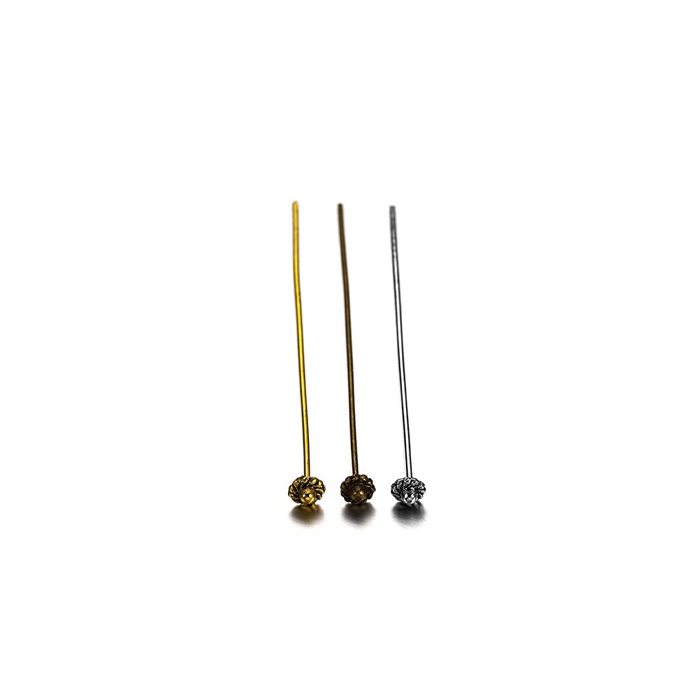 20pcs 50mm Gold Flower Head Pins for Jewelry Making - DIY Beading Supplies, Ball Head Pins, Jewelry Findings, Women's Craft Accessories (Antique Bronze) - Perfect for Earrings, Necklaces & Bracelets