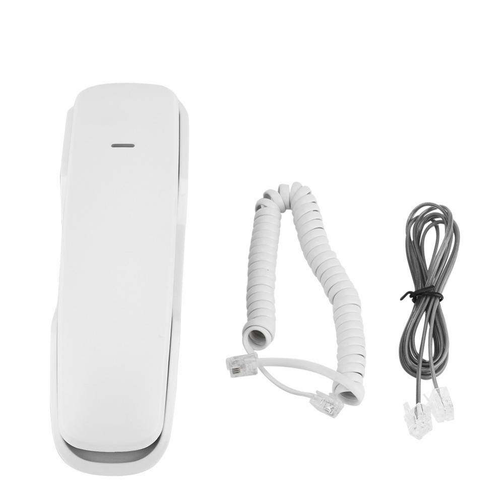 Wall Mounted Corded Telephone - Wired Landline Phone (White) for Home & Office Use