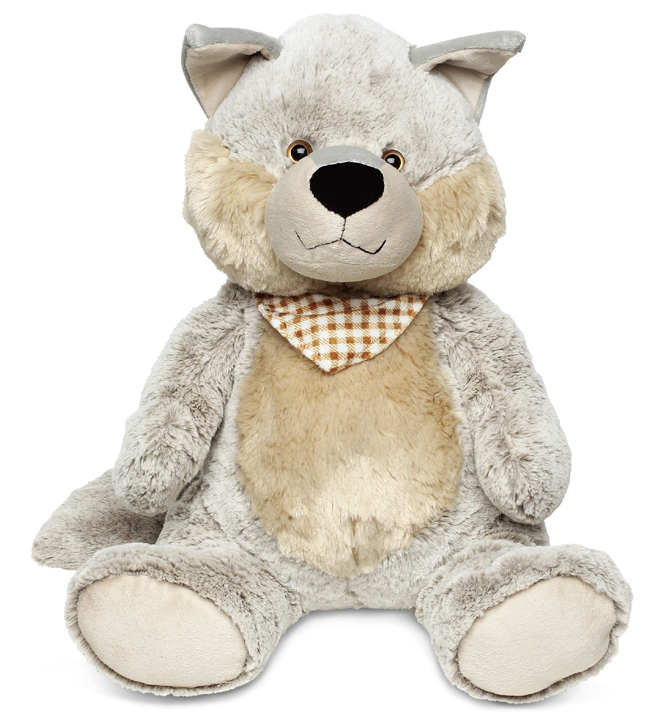Puzzled DolliBu Plush Wolf Stuffed Animal Pillow - 17 Inch Super Soft Jumbo Hugging Plush for Kids & Toddlers | Cozy Nap Buddy, Floor Pillow & Cuddly Companion for Bedtime, Playtime & Nursery Decor