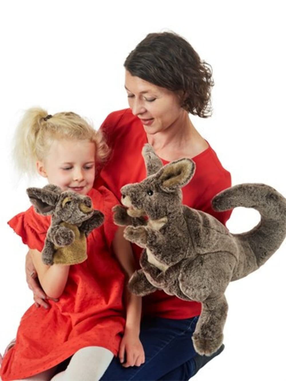Folkmanis Kangaroo with Joey Hand Puppet - Brown Plush Animal Puppet for Kids, Storytelling & Educational Play | Perfect for Classroom, Theater & Family Bonding