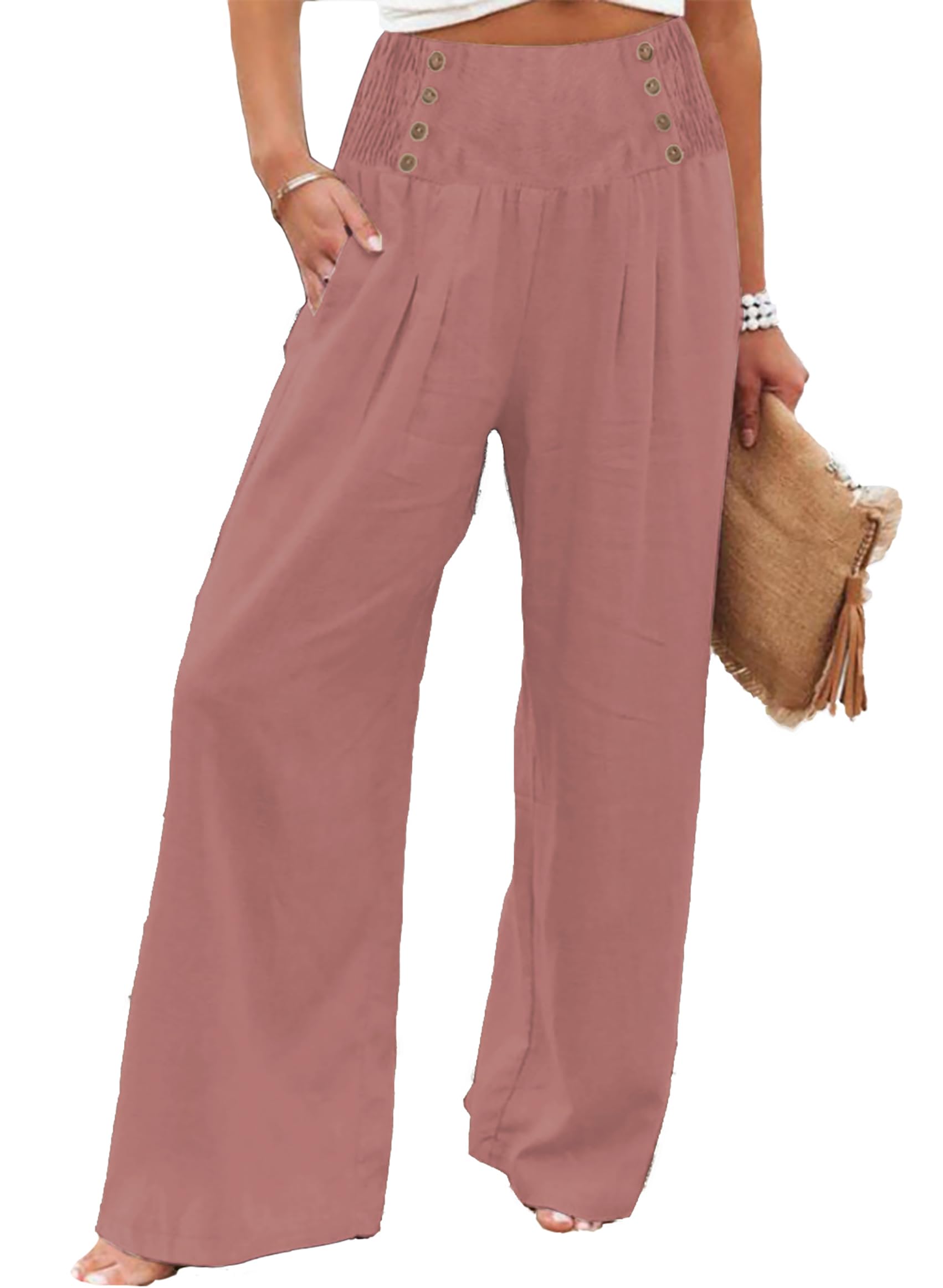 Elegant High Waisted Palazzo Pants for Women - Wide Leg Business Casual Work Trousers with Pockets | Perfect for Office, Travel & Formal Occasions
