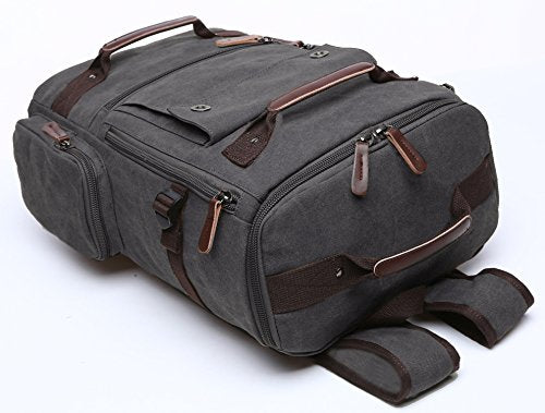 Vintage Canvas Backpack for Laptop & Travel - Durable School Backpack with Laptop Compartment, Casual Daypack for Work, College & Weekend Outings (Black) - Perfect for Commuting, Hiking & Daily Use
