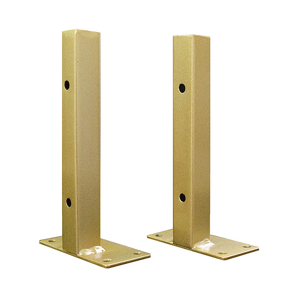2 Pack Gold Wrought Iron Shelf Brackets - 2.2cm Square Tube Wall Mounted Metal Triangle Support for Shelves & Frames with 8.4cm Mounting Plate | Perfect for Home Office, Kitchen & Garage Storage Organization