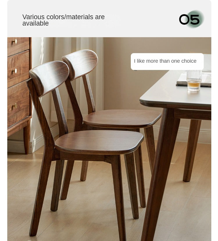 Solid Wood Dining Chair with Curved Backrest - Oak, Cherry, Beech Wood Options - Perfect for Kitchen, Dining Room & Restaurant Seating