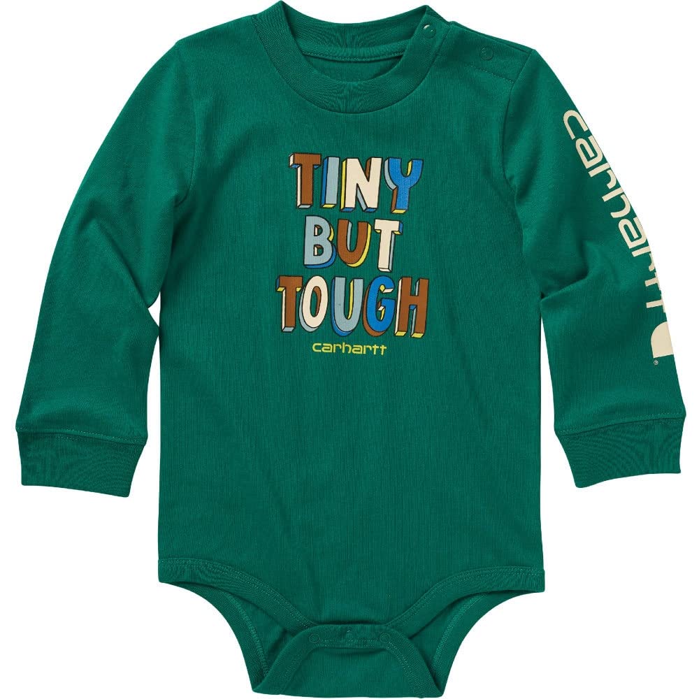 Carhartt Baby Boys' Knit Long Sleeve Crewneck Bodysuit - Soft Cotton Onesie for Newborns & Infants - Perfect for Playtime, Daycare & Family Outings