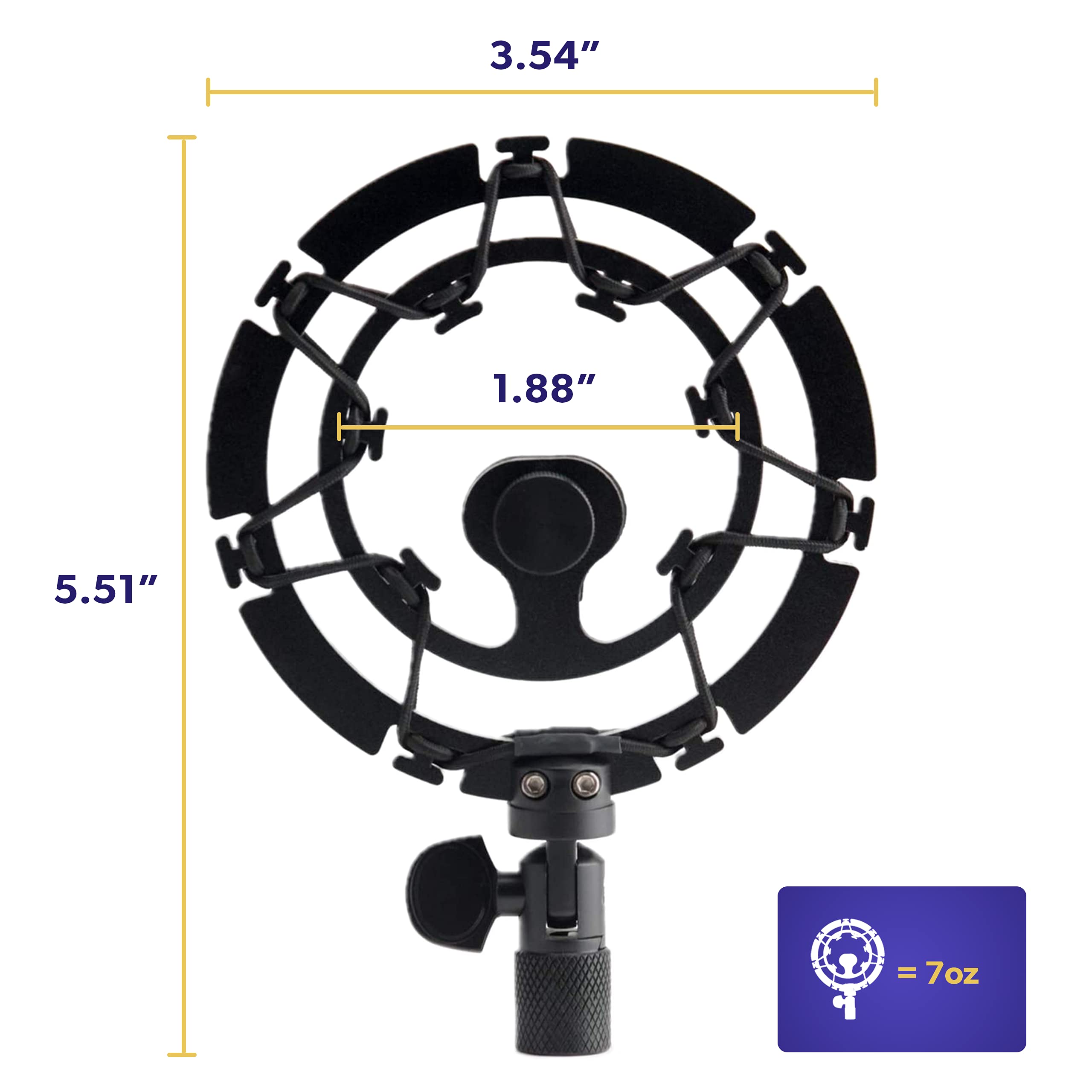Professional Microphone Shock Mount - Universal Mic Holder Compatible with Blue Yeti, Snowball & Pro Mics for Podcasting, Streaming & Studio Recording