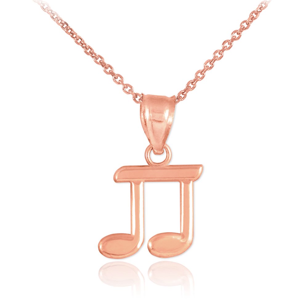 10K Rose Gold Musical Note Charm Pendant Necklace - High Polish Elegant Jewelry for Music Lovers, Perfect Gift for Musicians & Music Teachers