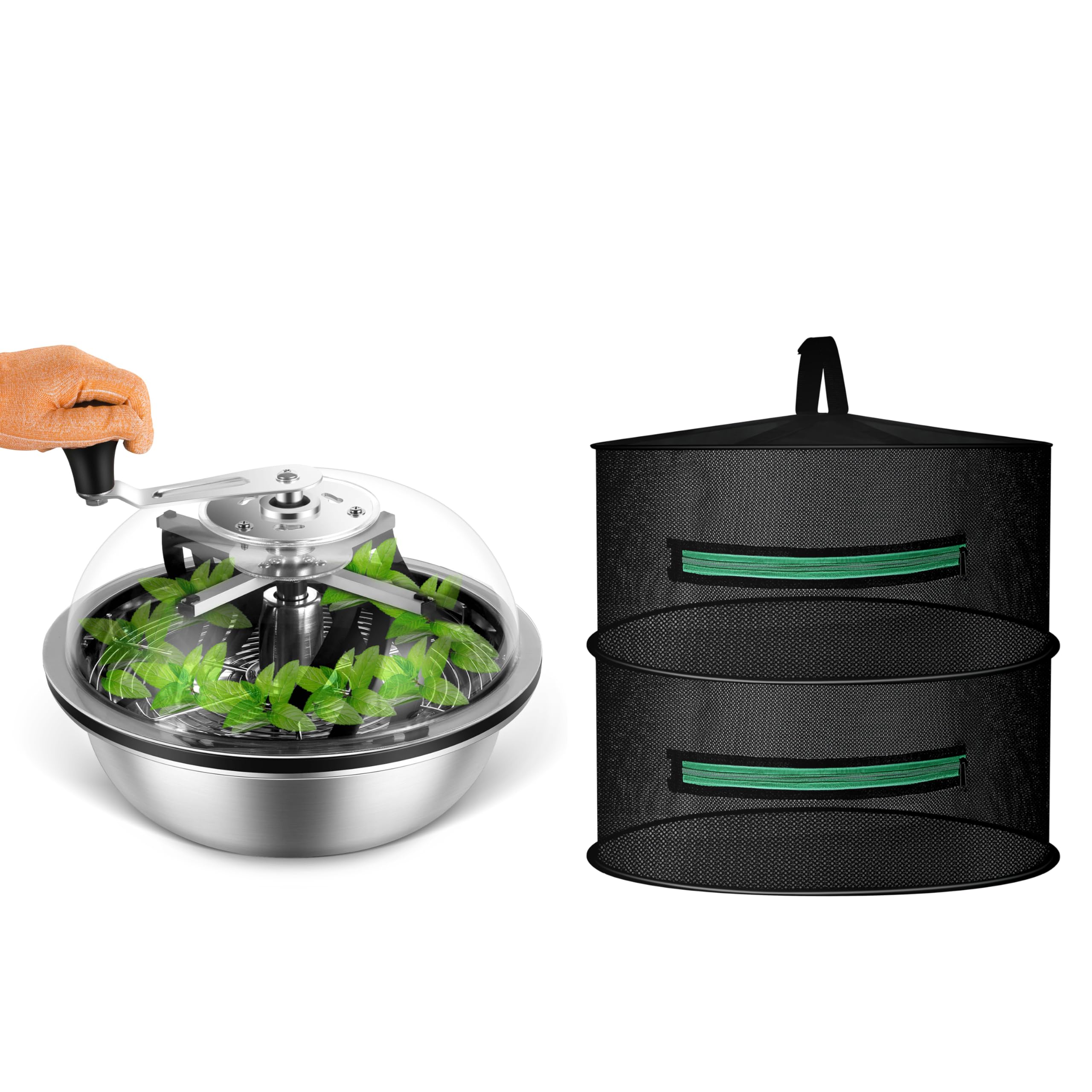 Premium 13-Inch Bud Leaf Bowl Trimmer with Sharp Stainless Steel Blades - 2-Layer 1.5ft Hydroponic Plant Rack Included - Perfect for Homegrown Herbs, Cannabis Trimming & Gardening Accessories - Ideal for Indoor Hydroponics & Organic Farming