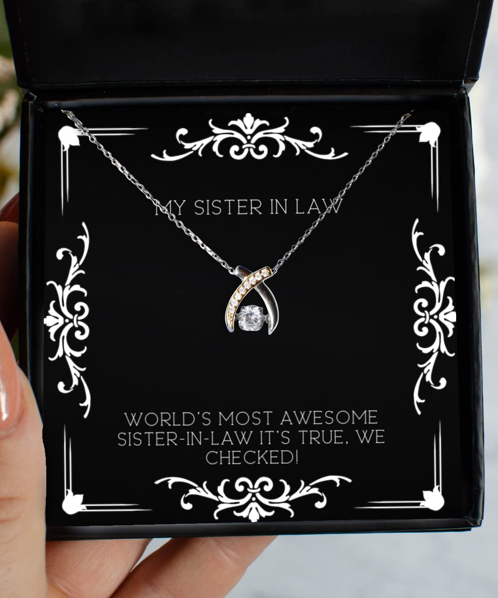 Funny Sister-in-Law Birthday Gift - Unique Dancing Wishbone Necklace for Awesome Big Sister | Perfect for Birthdays, Christmas & Family Celebrations
