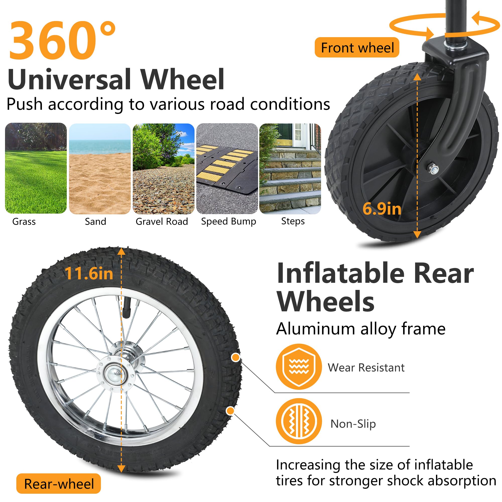 FDW 2-in1 Dog Bike Trailer & Pet Stroller - Convertible Bicycle Carrier with Hitch, Suspension, Safety Flag & Reflectors for Small Medium Large Dogs (Gray) - Perfect for Cycling, Jogging & Outdoor Adventures with Your Pet