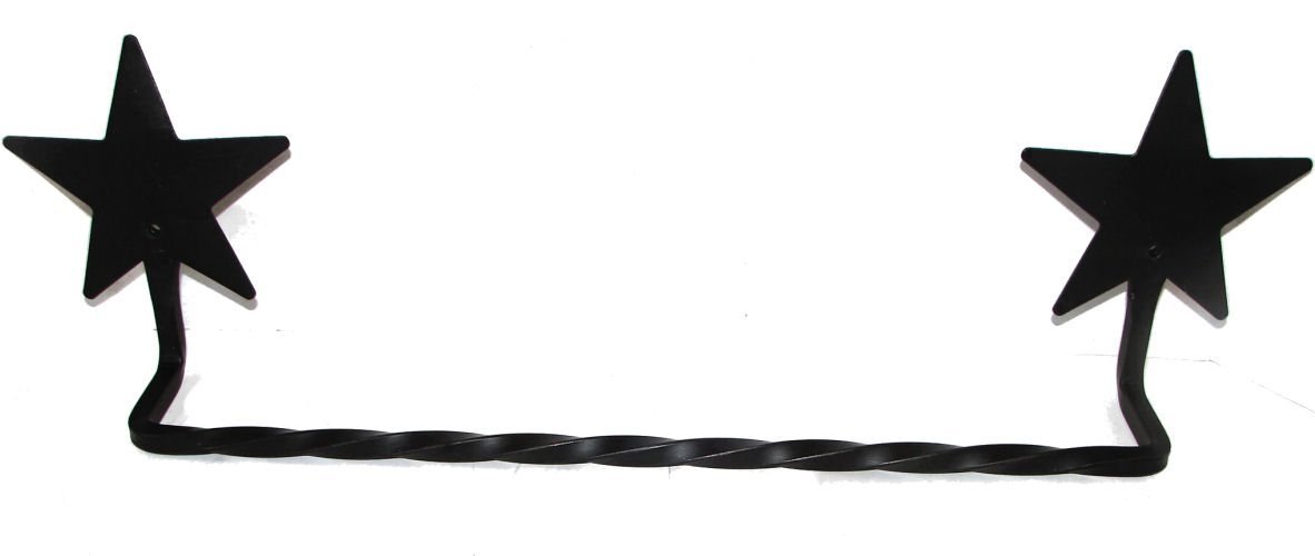 Handcrafted Amish Wrought Iron Towel Bar with Star Design - Rustic Bathroom Decor for Farmhouse, Cottage & Vintage Style Homes