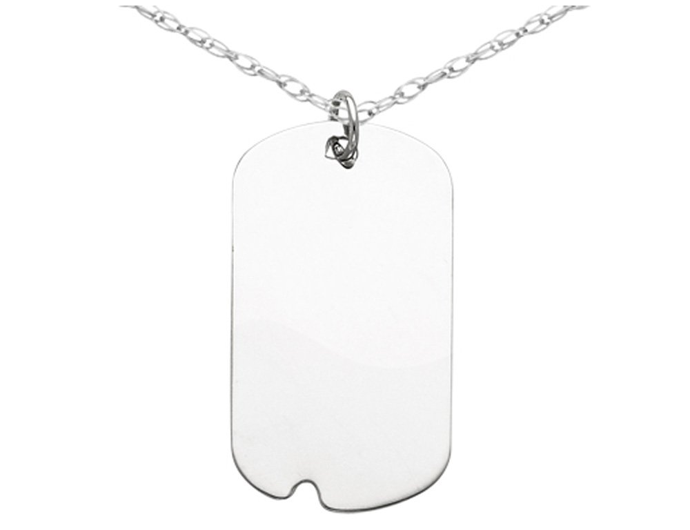 Gem and Harmony Sterling Silver Dog Tag Pendant Necklace with Chain - Perfect Gift for Pet Lovers & Everyday Jewelry