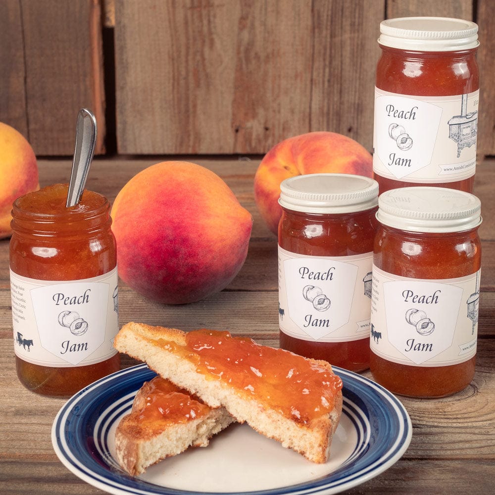 Amish Homemade Peach Jam - 10 oz Jar | Handcrafted Preserves, All-Natural Ingredients | Perfect for Toast, Pancakes & Gift Giving