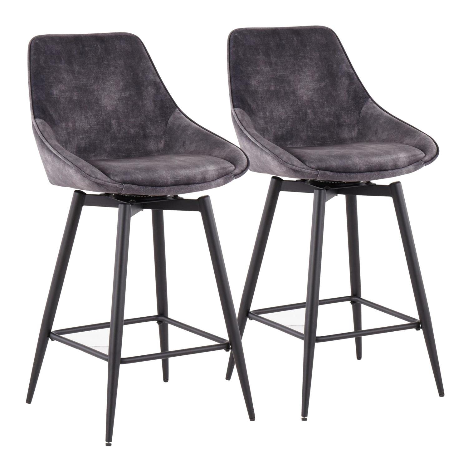 Black Metal Counter Stools Set of 2 - 24