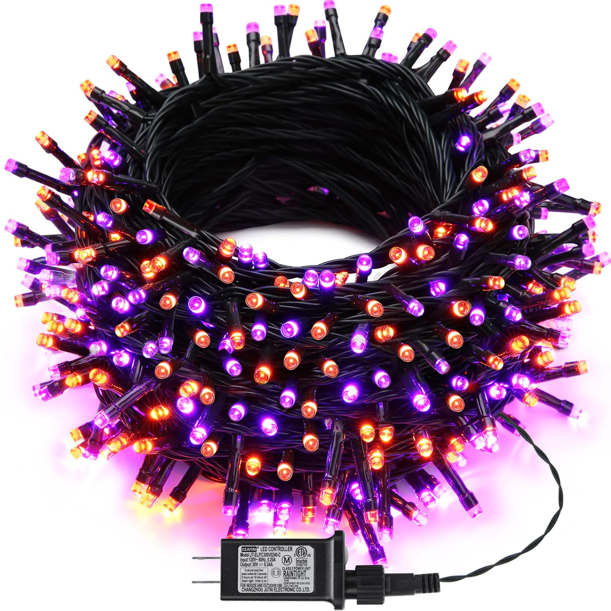 Joomer 174FT 500 LED Halloween String Lights - Orange & Purple Waterproof Plug-In Lights with 8 Modes & Timer for Indoor/Outdoor Halloween Decorations - Perfect for Party, Yard, Porch, and Home Decoration