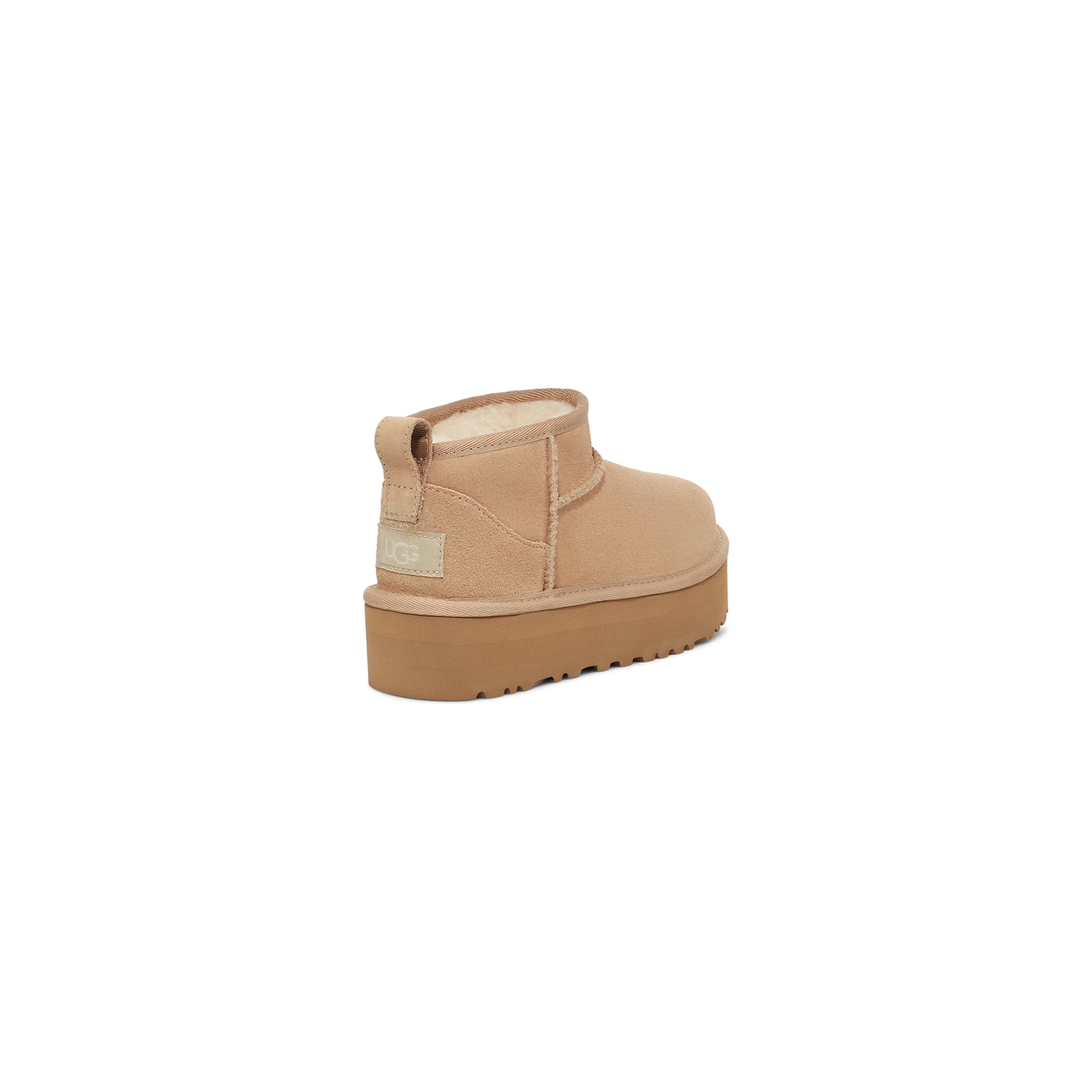 UGG Kid's Classic Ultra Mini Platform Boots in Sand - Warm & Comfortable Winter Shoes for Girls & Boys - Perfect for School, Outdoor Play & Cold Weather