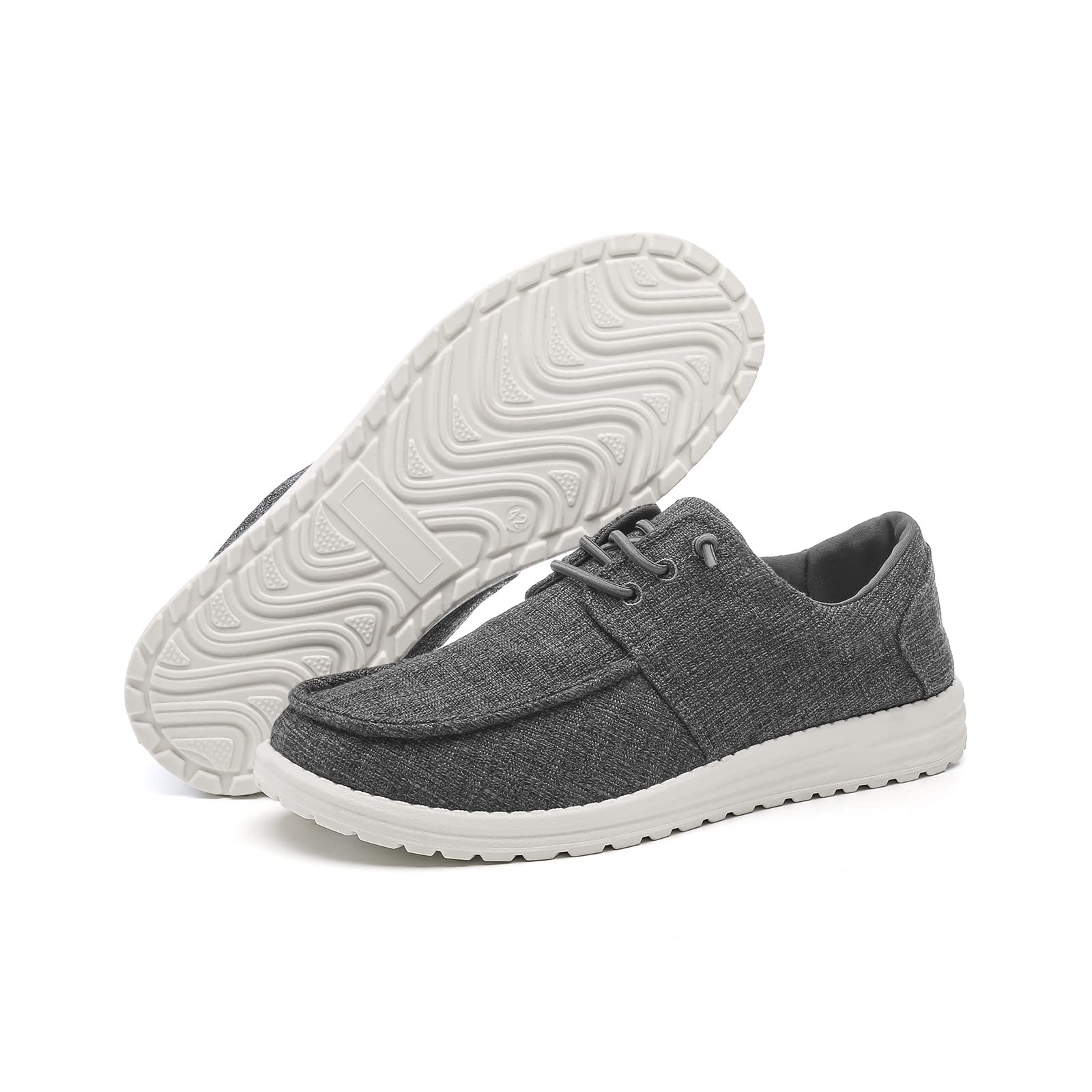 Betrue Men's Lightweight Soft Deck Shoes - Breathable Cotton Canvas Loafers for Men | Comfortable Slip-On Boat Shoes for Casual Wear, Walking, Travel & Beach Outings