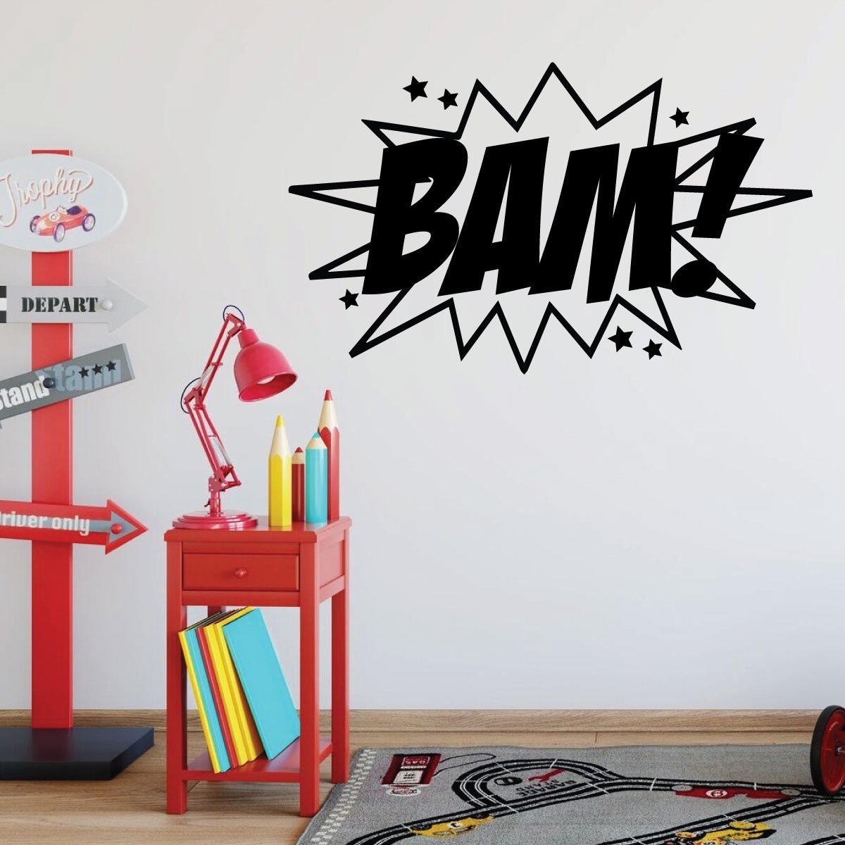 BAM! Super Hero Wall Decal - Premium Vinyl Stickers for Boys Bedroom, Playroom & Nursery Decor | Easy Peel & Stick Wall Art for Kids Room, Superhero Theme Party