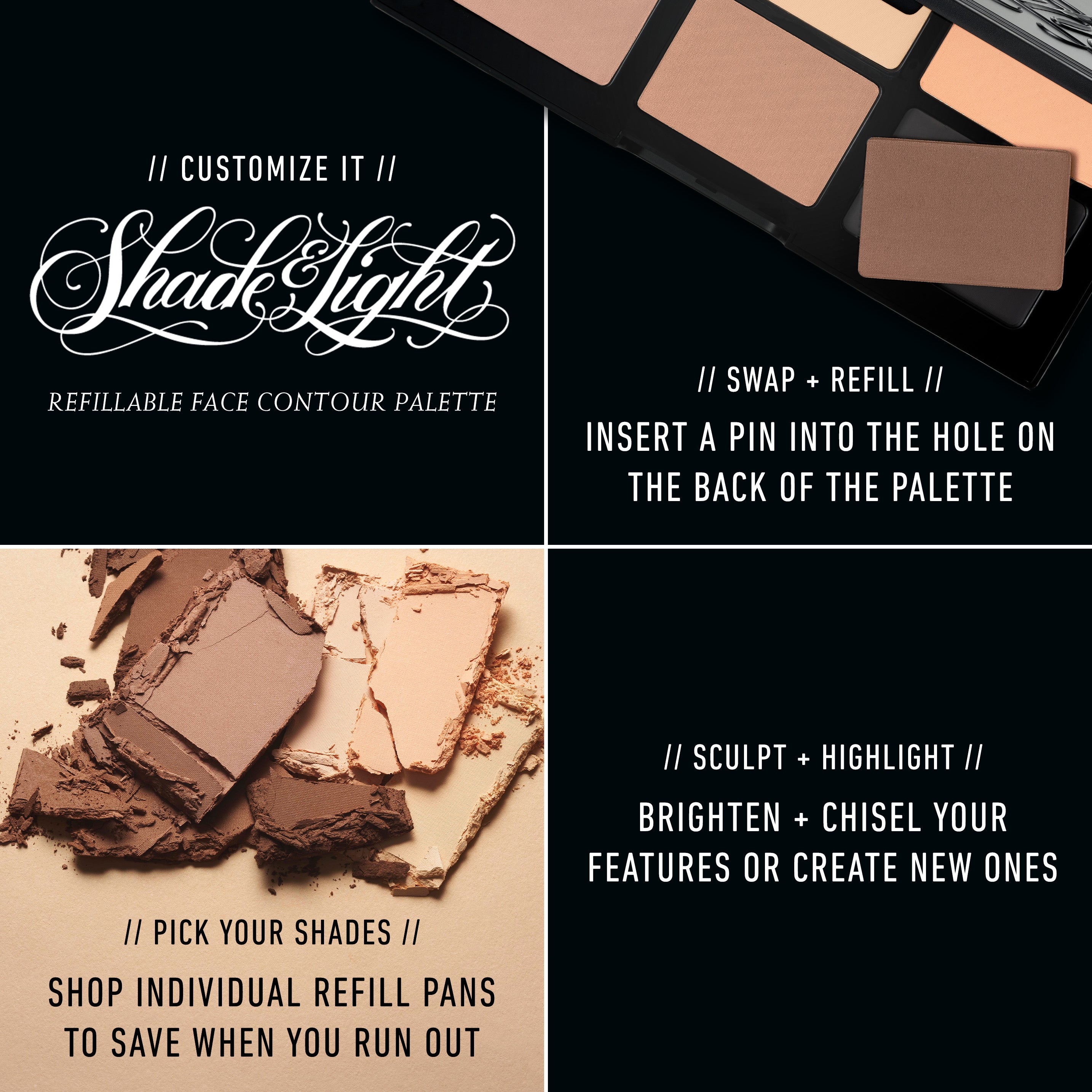 Shade + Light Powder Contour Palette Refill Pan - Matte Neutral Shades for Face Sculpting & Highlighting | Perfect for Professional Makeup Artists & Everyday Contouring