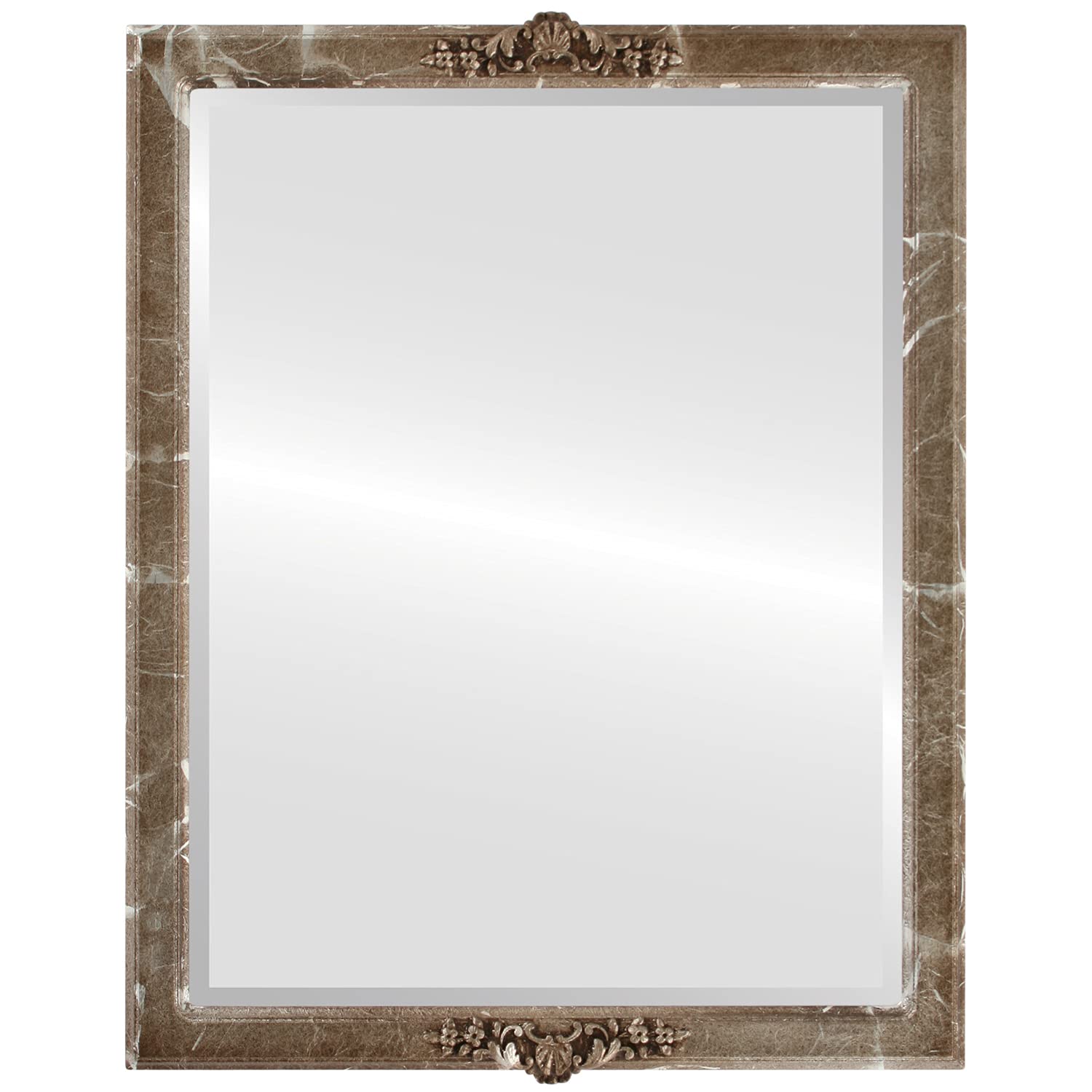 Ovalcrest Rectangle Beveled Wall Mirror - 18x22 Inches Champagne Silver Athena Style Decorative Mirror for Living Room, Bedroom & Entryway Decor