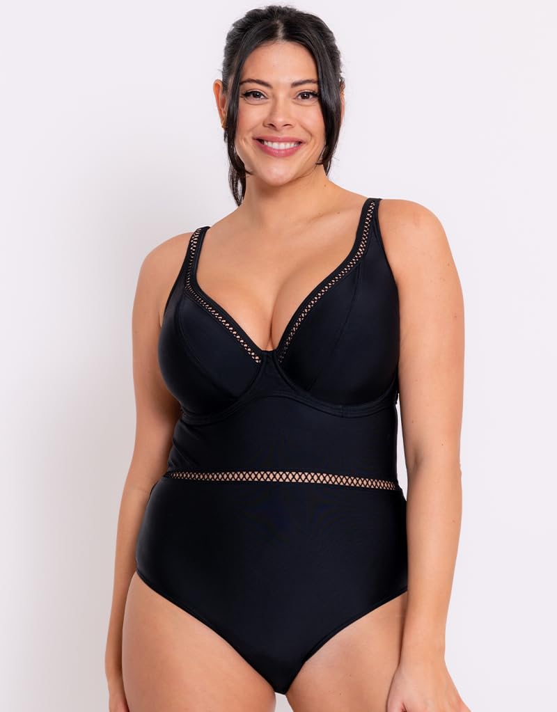 Curvy Kate Women's First Class Plunge Swimsuit - Non-Wired Supportive One Piece Bathing Suit for Plus Size Women | Perfect for Beach Vacations, Pool Parties & Summer Getaways