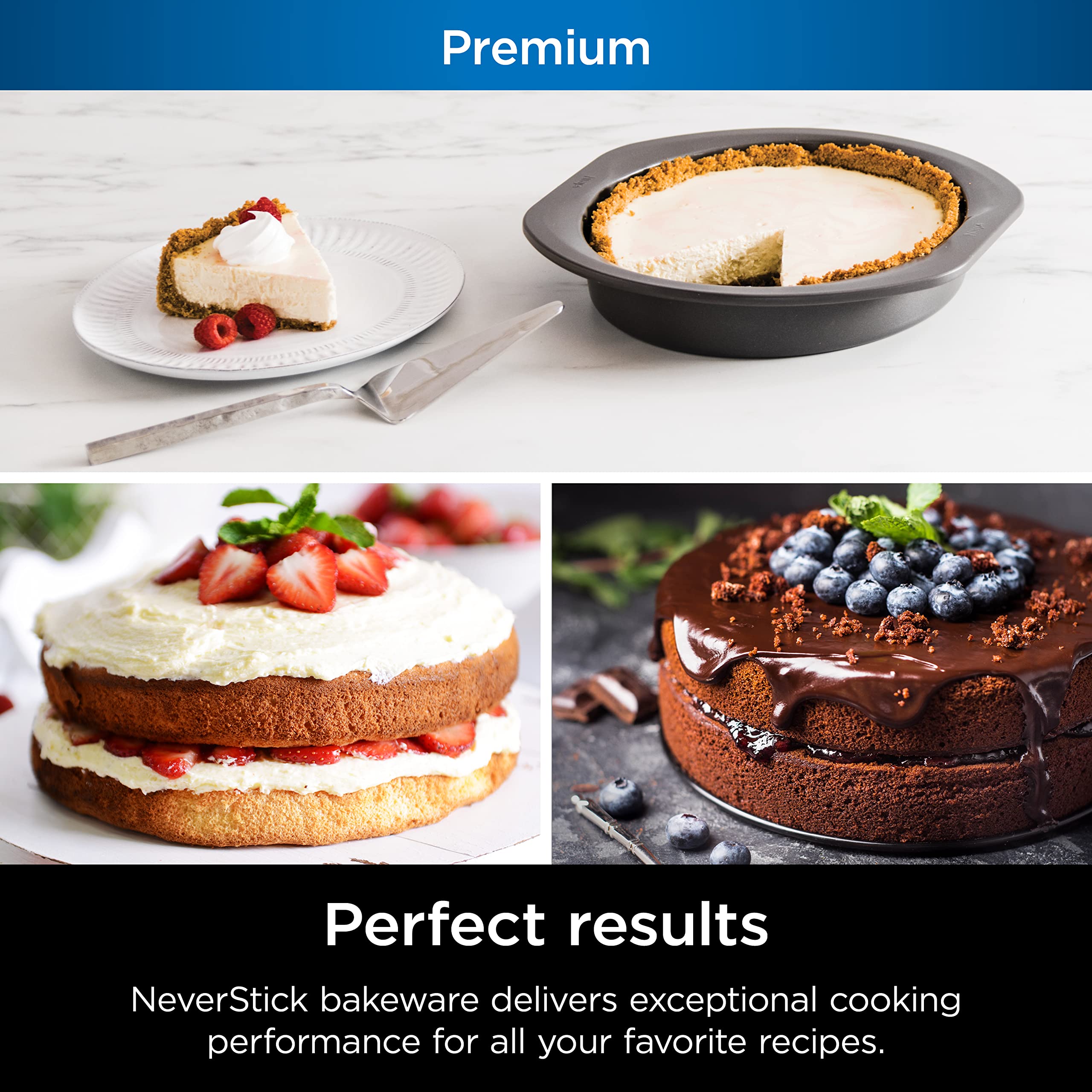 Ninja B30309 Foodi NeverStick Premium 9-Inch Round Cake Pan - Nonstick, Oven & Dishwasher Safe up to 500°F (Grey) - Perfect for Baking Cakes, Pies & Desserts at Home