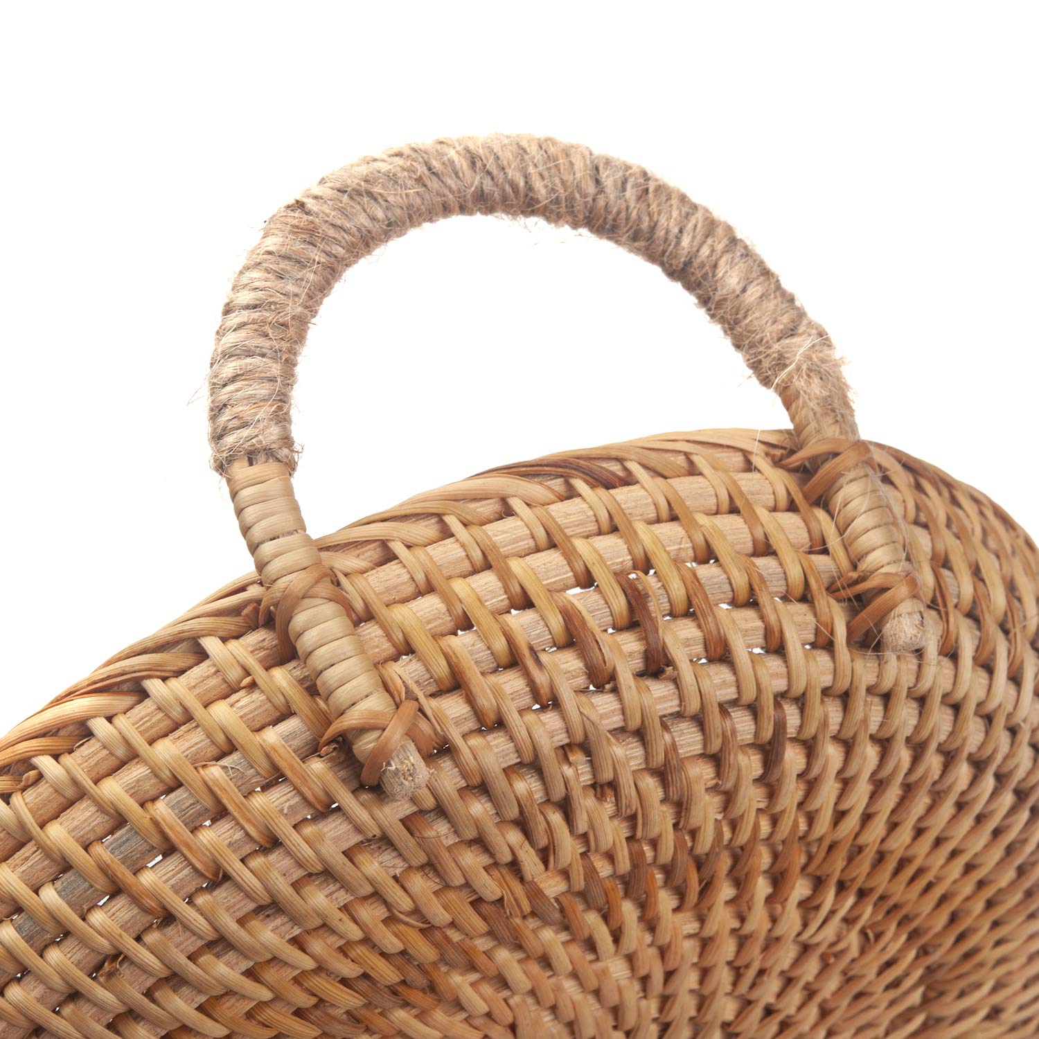 Natural Rattan Round Fruit Basket with Handle - 11 Inch Wicker Bread Tray for Serving Food, Crackers, Snacks - Perfect for Kitchen, Dining Table, Picnics & Home Decor (11