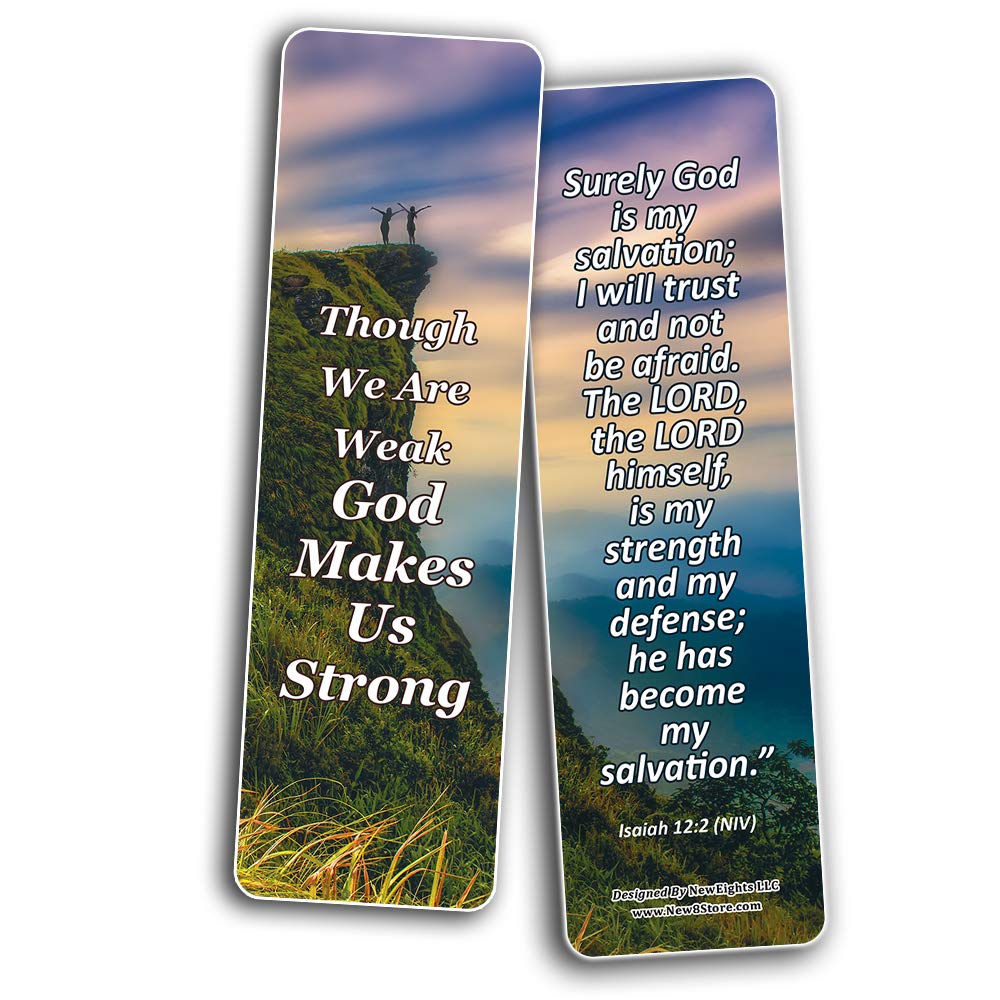 God is My Strength Bible Bookmarks (12-Pack) - Christian Gifts for Church & Sunday School