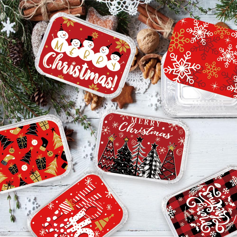 36-Piece Christmas Aluminum Food Storage Containers with Lids - 9 Festive Holiday Designs | Disposable Cookie Tins & Leftover Pans for Christmas Parties, Gift Giving & Winter Holiday Celebrations (Style A) - Perfect for Holiday Baking, Cookie Exchanges & Festive Food Storage