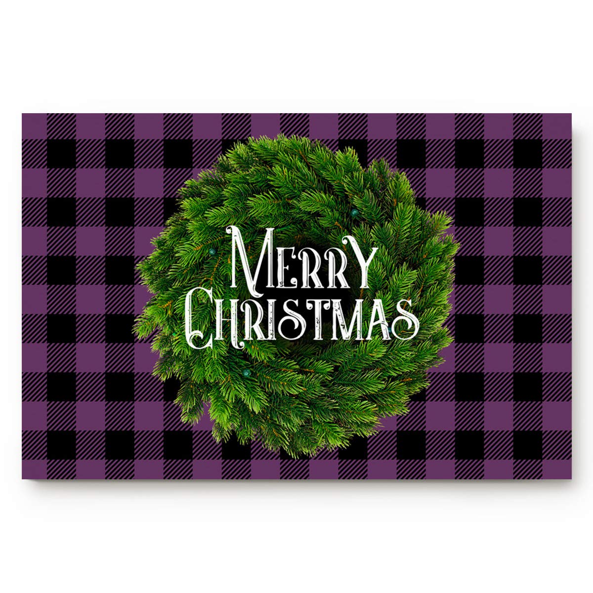 Christmas Wreath Pine Branch Doormat - Non-Slip Entryway Rug for Front Door, Apartment & Office - 20