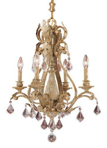 Vaxcel Empire Collection 4-Light Chandelier in Phoenician Platinum Finish - Modern Hanging Pendant Light for Dining Room, Foyer & Bedroom
