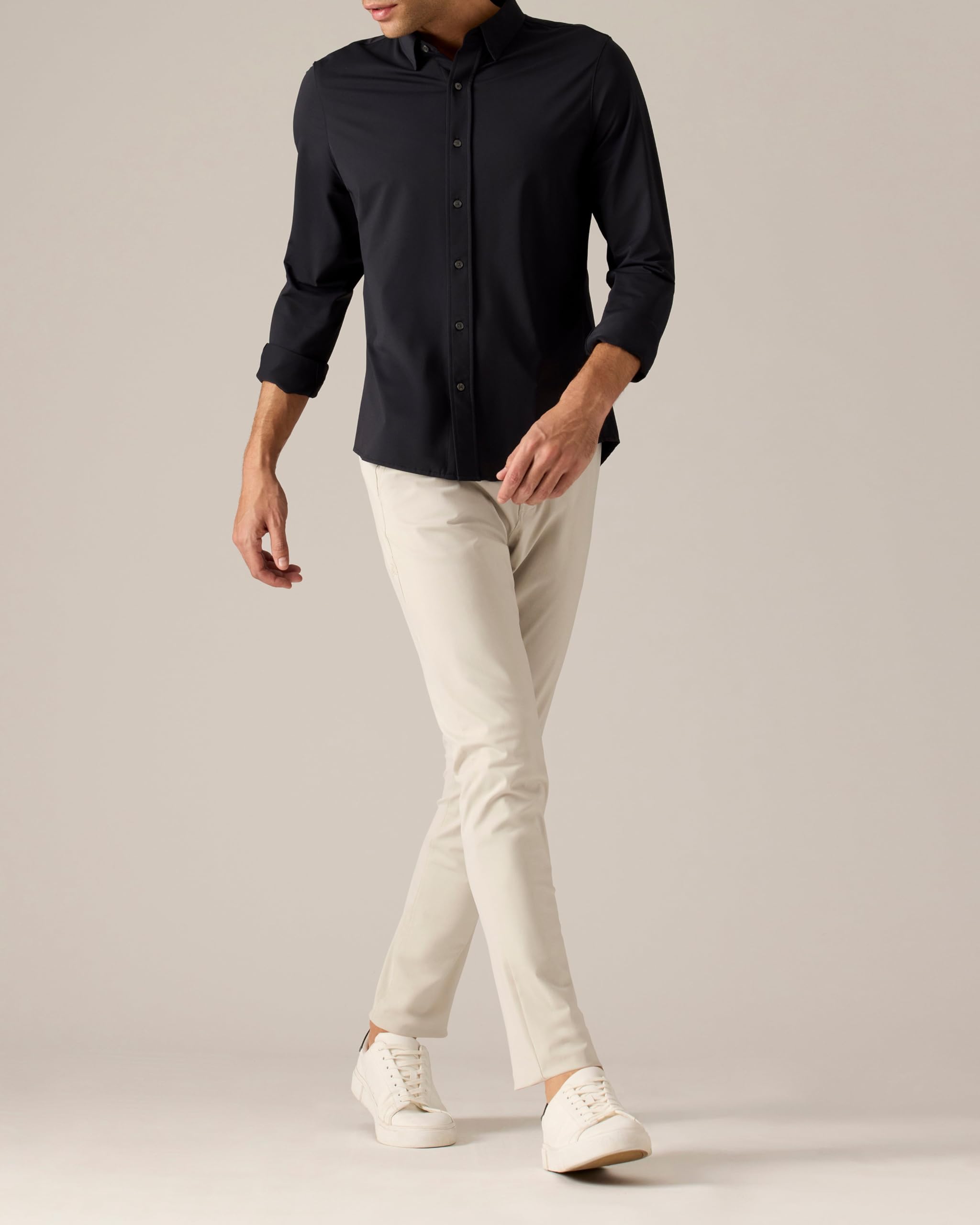 Rhone Men's Commuter Shirt - Performance Dress Shirts for Business & Travel | Machine Washable, Wrinkle Resistant Slim Fit Button Down Shirt for Office, Meetings & Casual Wear