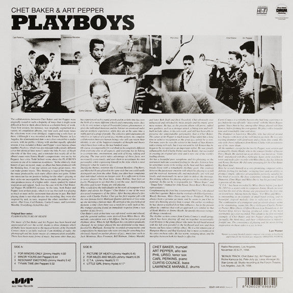 Chet Baker & Art Pepper Playboys Vinyl LP Album - Limited Edition Mono Remastered 180g (Mint Condition) - Perfect for Jazz Collectors & Vinyl Enthusiasts