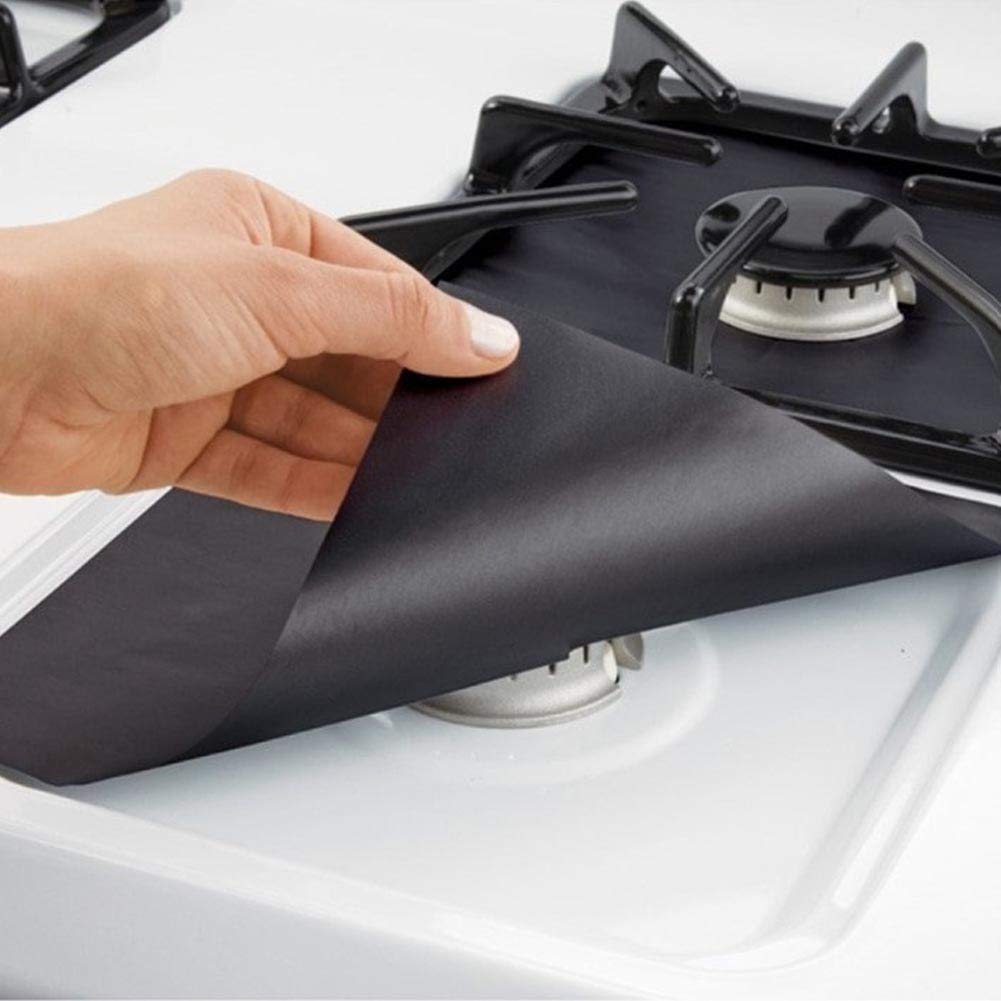6-Pack Reusable Fiberglass Gas Stove Protector Pads - Heat Resistant & Dishwasher Safe Kitchen Accessories for Stove Top Protection (Black) | Ideal for Cooking, Grilling & Kitchen Safety