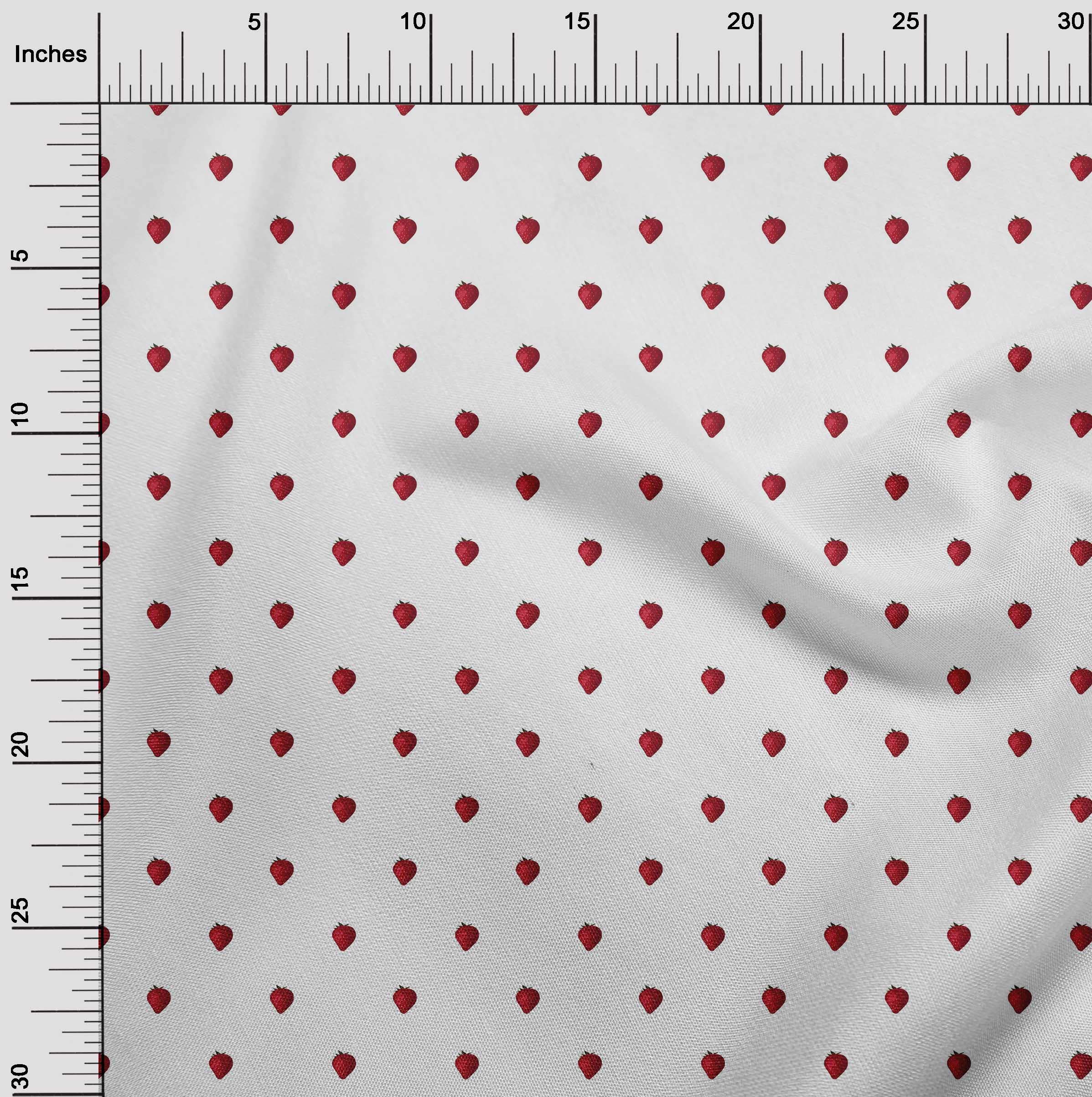 Premium Cotton Poplin Fabric - Strawberry Fruit Printed - 1 Yard (56