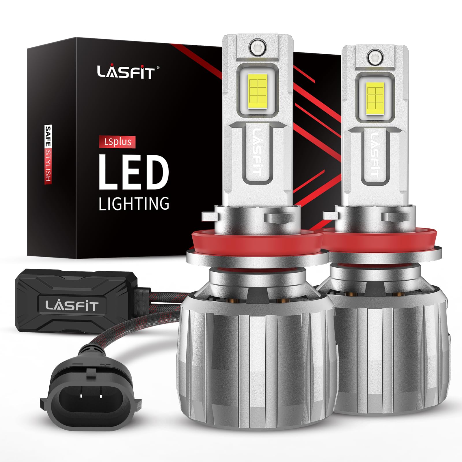 LASFIT 4th Gen H8/H9/H11 LED Fog Light Bulbs - 130W 13000LM Super Bright 6000K Cool White - Halogen Upgrade Replacement - Plug and Play - H16 Compatible - Pack of 2 - Perfect for Night Driving, Off-Roading & Bad Weather Visibility