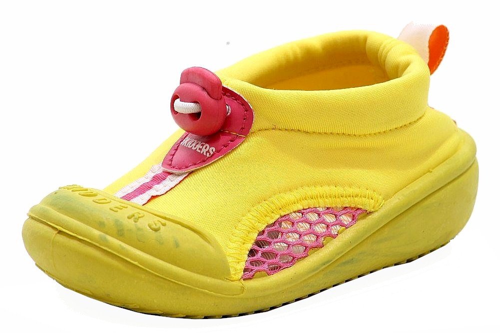 Skidders Girls' XY8808 Non-Slip Water Shoes for Beach, Pool & Outdoor Activities - Yellow & Pink Sun Grip Design