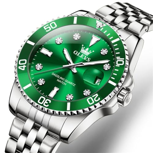green silver watch for men