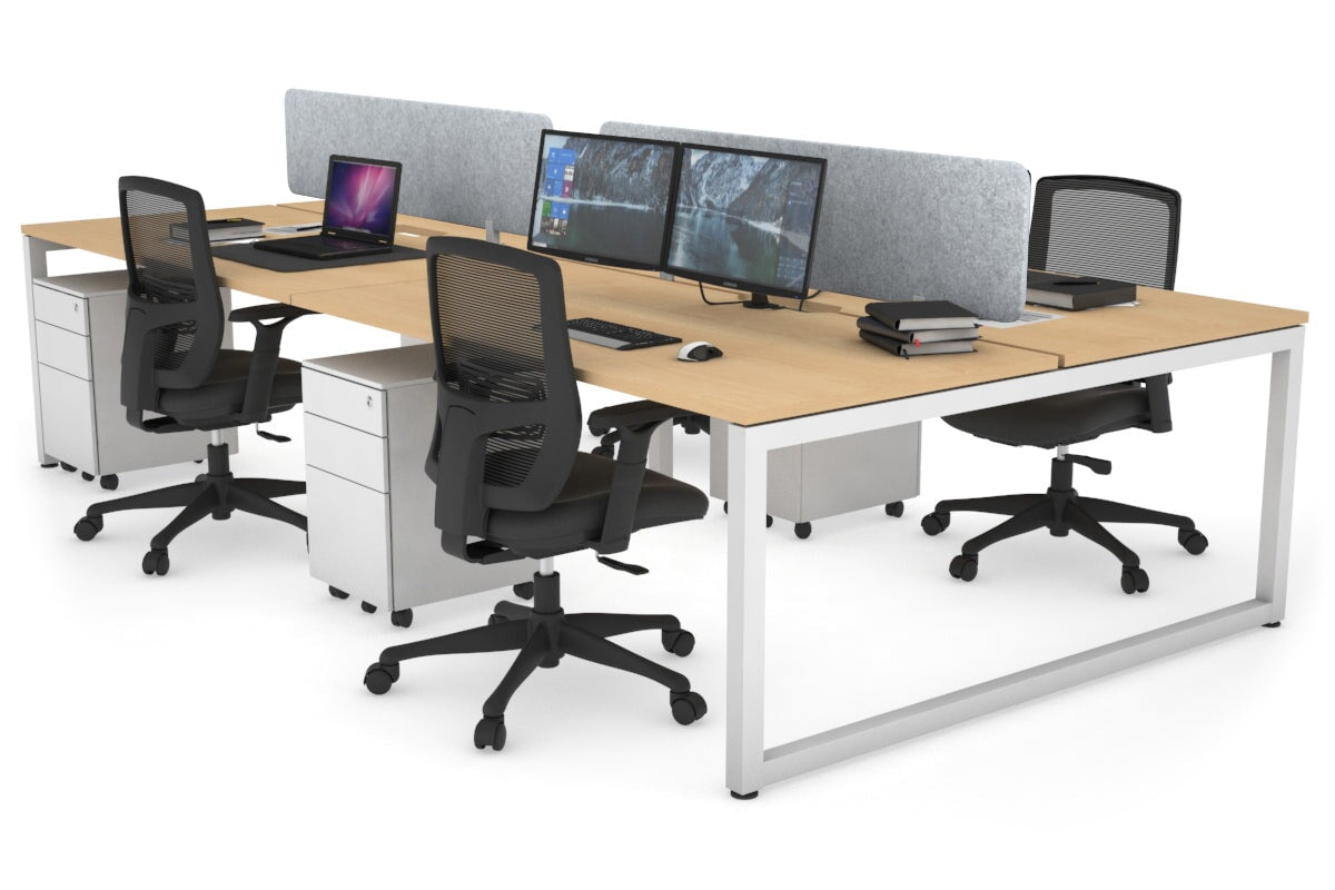 Quadro Loop Legs 4 Person Office Workstation - 1800L x 800W with Cable Management Scallop - Ideal for Collaborative Workspaces & Open Office Environments