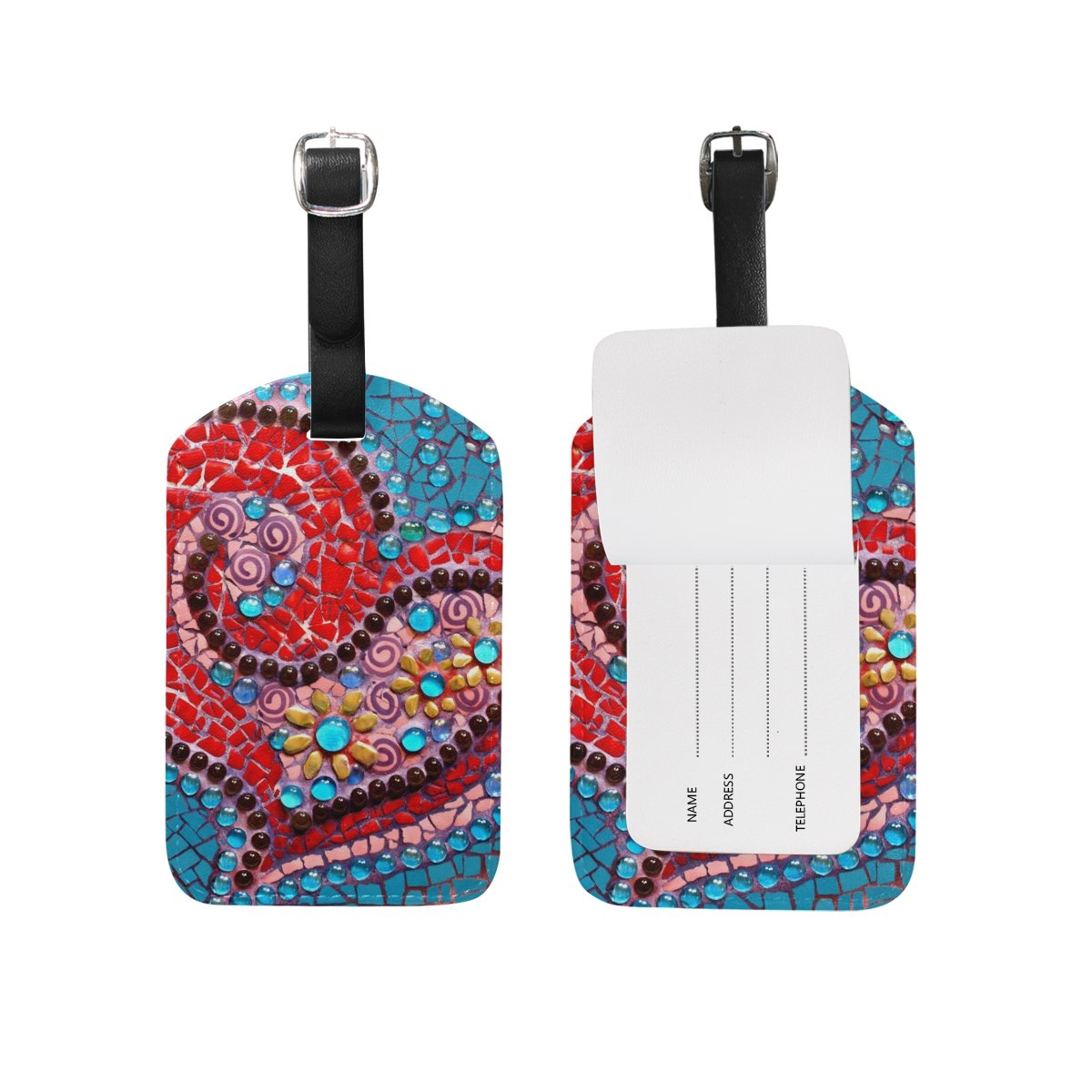 JSTEL Heart-Shaped Luggage Tags - Durable Suitcase ID Labels with Privacy Cover for Travel - Perfect for Airports, Cruises & Business Trips